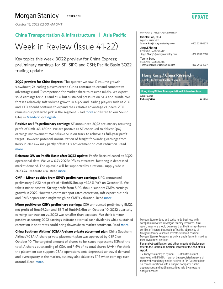 2022-10-16-Morgan Stanley-China Transportation  Infrastructure Week in Review (Issue...-987487252022-10-16-Morgan Stanley-China Transportation  Infrastructure Week in Review (Issue...-98748725_1.png